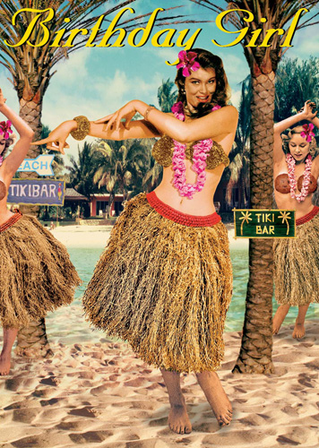 Birthday Hula Girl Greeting Card by Max Hernn